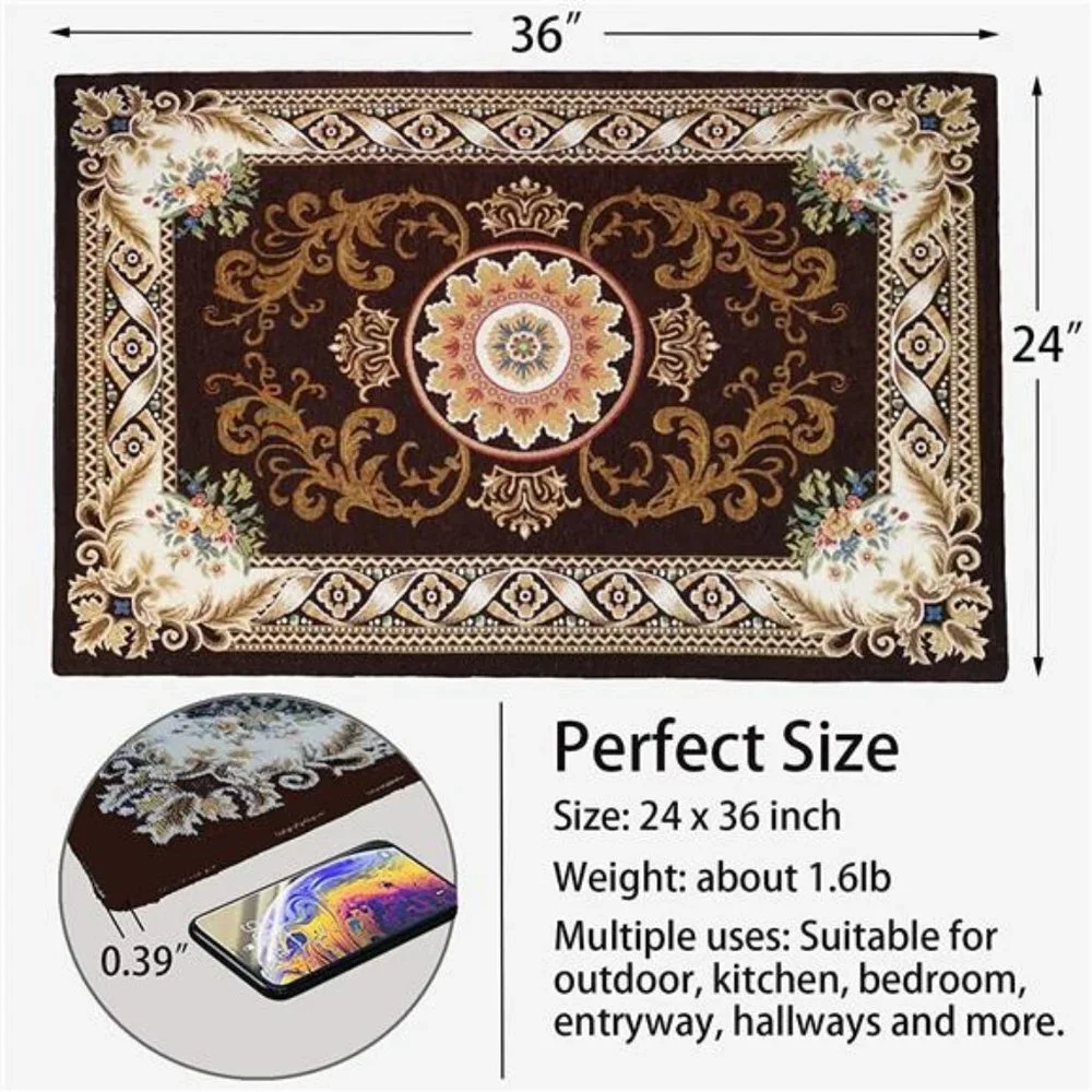 Indoor Doormat, 24”x 36” Super Absorbent Low Profile Mats (Brown)